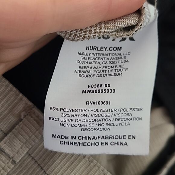 Hurley mens khaki white and black plaid shorts size 36‎ - Picture 10 of 11